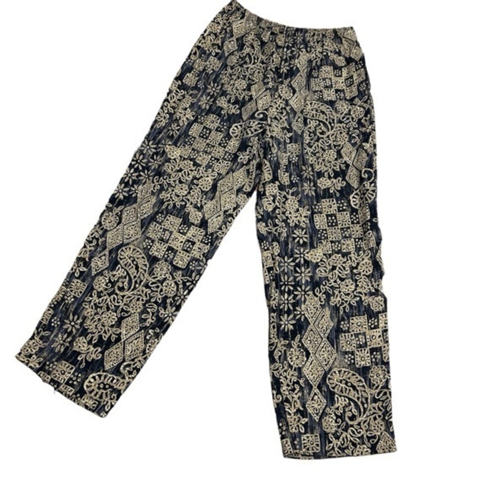Leslie Fay vintage pull on pants sz 10 batik‎ print Boho Cottage Prairie Retro